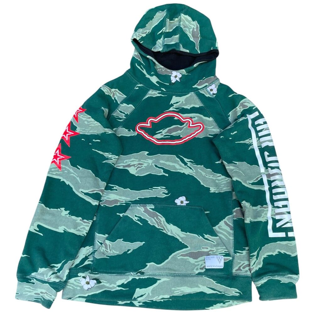 Y2K Air Jordan ASG Camo Hoodie Green Camouflage Pullover Youth L All Star